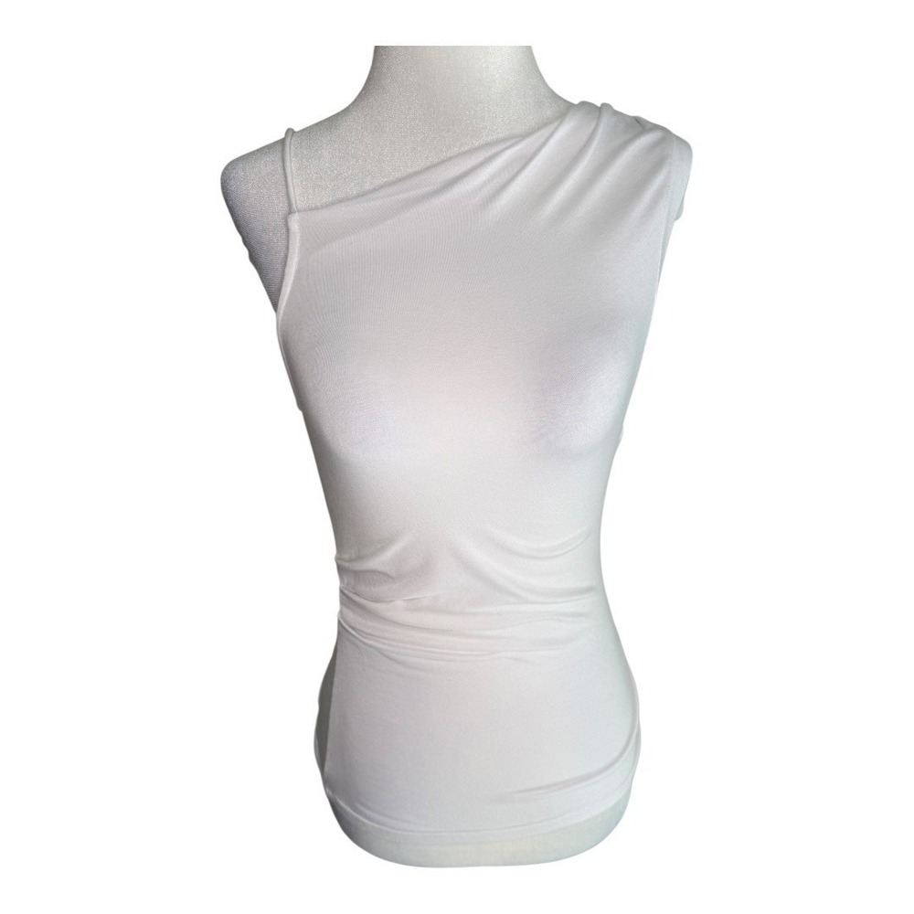 19‎ Cooper Women's XL White One Shoulder Sleeveless Ruched Tank Top NWT